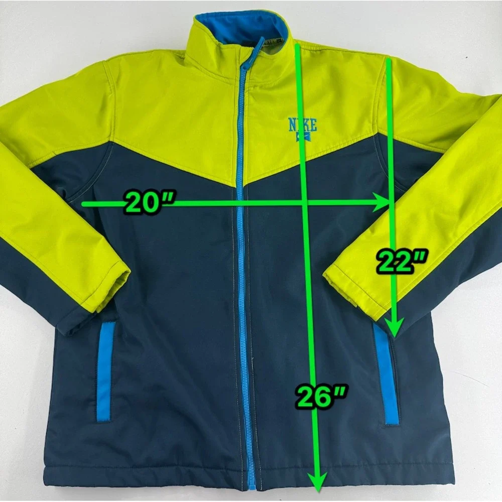 Nike Soft Shell Coat Jacket YOUTH Navy Blue Green Full Zip Lined SIZE XL